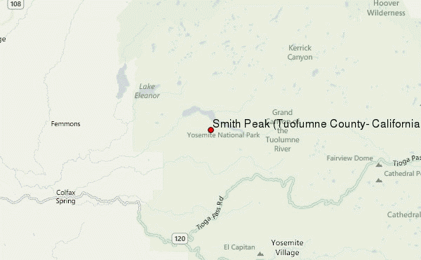 Smith Peak (Tuolumne County, California) Location Map
