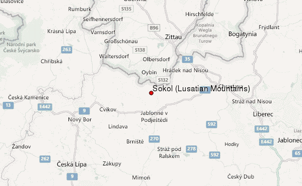 Sokol (Lusatian Mountains) Location Map