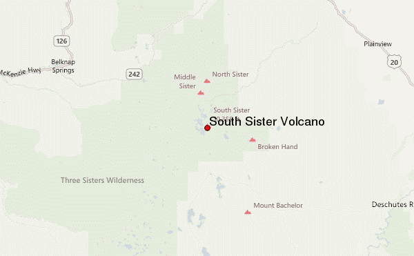 South Sister Volcano Location Map