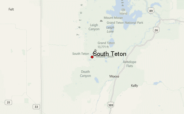 South Teton Location Map