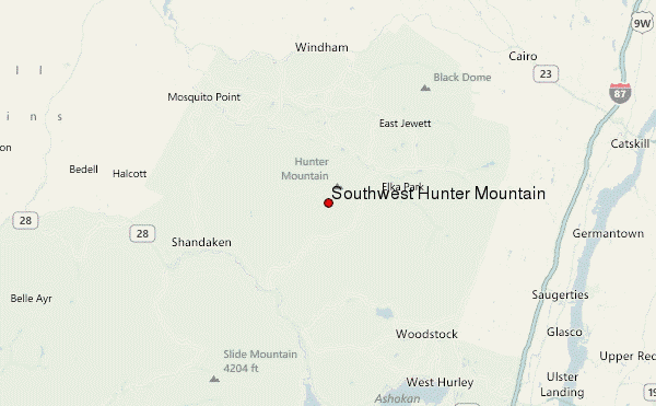 Southwest Hunter Mountain Location Map
