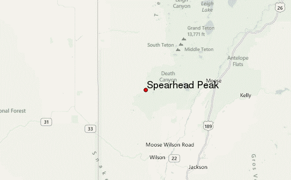 Spearhead Peak Location Map