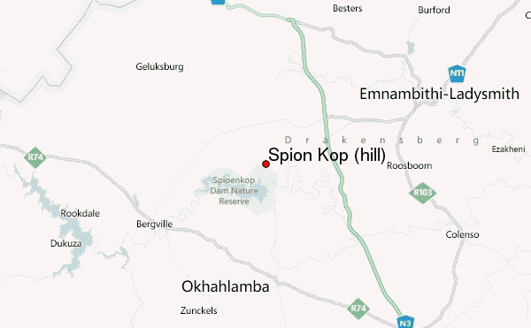 Spion Kop (hill) Location Map
