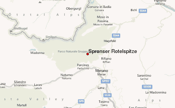 Spronser Rötelspitze Location Map
