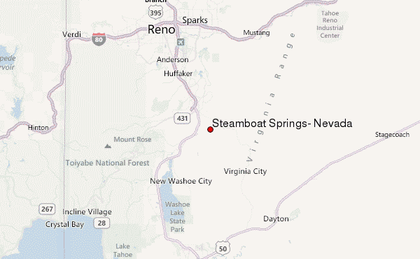 Steamboat Springs, Nevada Location Map