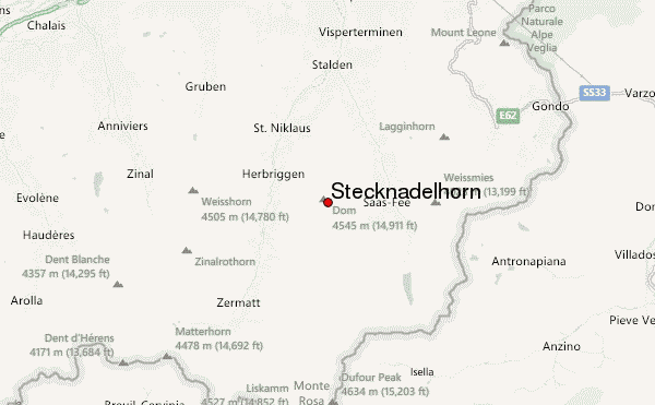 Stecknadelhorn Location Map