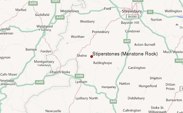 Stiperstones (Manstone Rock) Location Map
