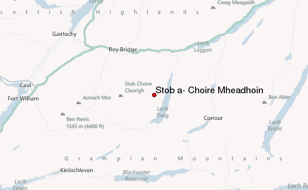 Stob a' Choire Mheadhoin Location Map