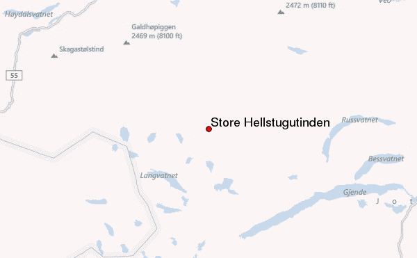 Store Hellstugutinden Location Map