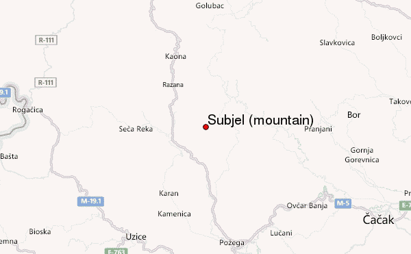 Subjel (mountain) Location Map