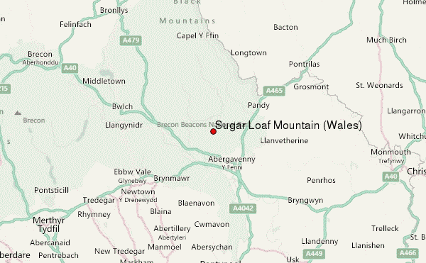 Sugar Loaf Mountain (Wales) Location Map