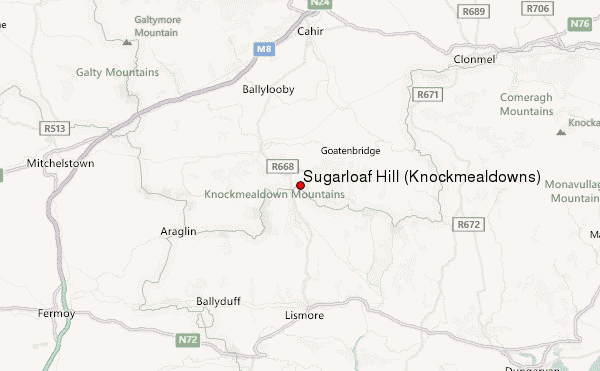 Sugarloaf Hill (Knockmealdowns) Location Map