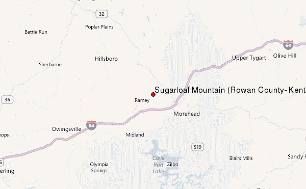 Sugarloaf Mountain (Rowan County, Kentucky) Location Map