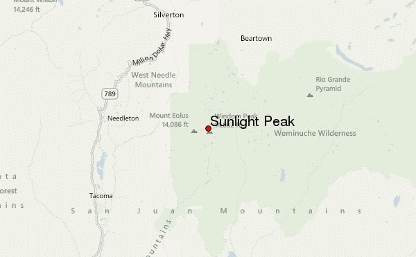 Sunlight Peak Location Map