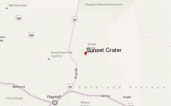 Sunset Crater Location Map