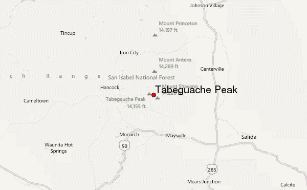 Tabeguache Peak Location Map