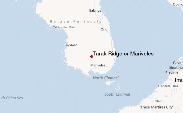 Tarak Ridge or Mariveles Location Map