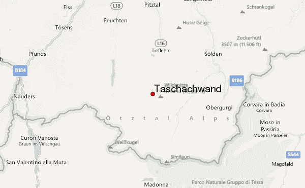 Taschachwand Location Map