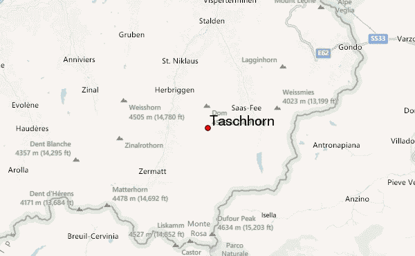 Taschhorn Location Map