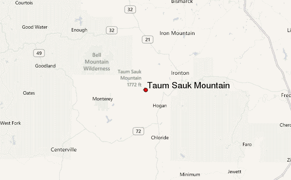 Taum Sauk Mountain Location Map