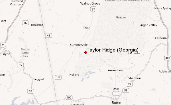 Taylor Ridge (Georgia) Location Map