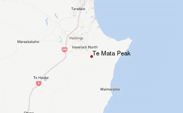 Te Mata Peak Location Map
