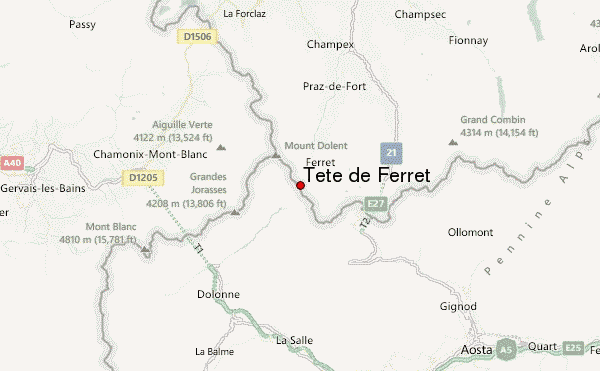 Tête de Ferret Location Map