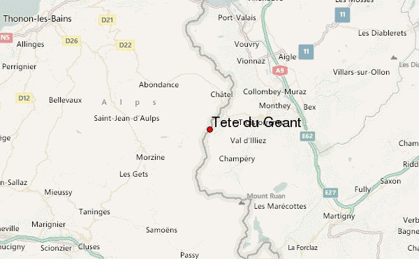 Tête du Géant Location Map