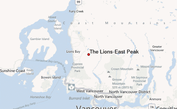 The Lions-East Peak Location Map