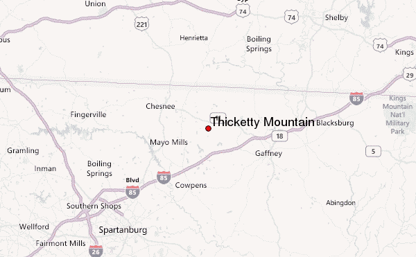 Thicketty Mountain Location Map