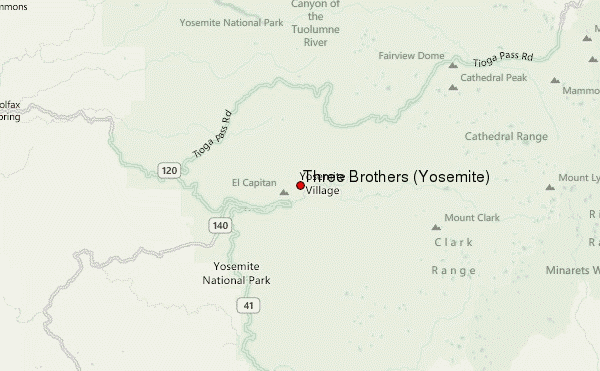 Three Brothers (Yosemite) Location Map