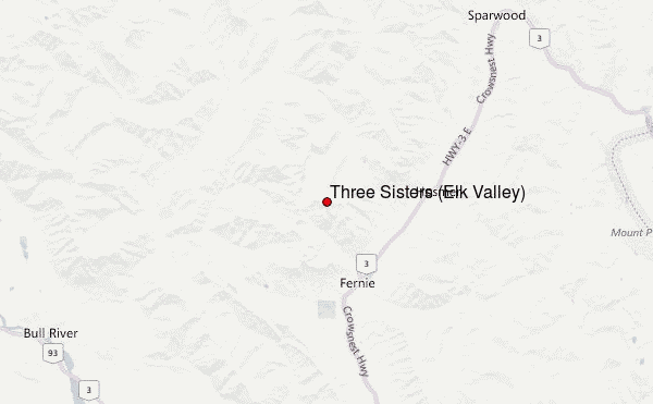Three Sisters (Elk Valley) Location Map