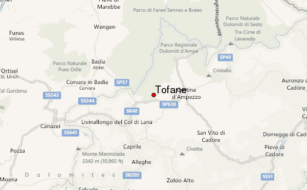 Tofane Location Map