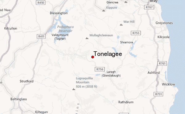 Tonelagee Location Map