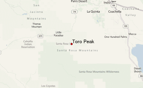 Toro Peak Location Map
