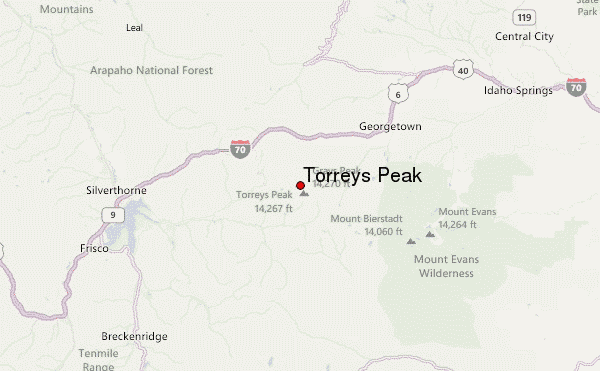 Torreys Peak Location Map