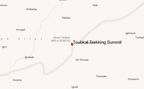 Toubkal Trekking Summit Location Map