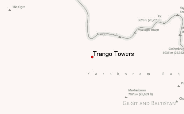 Trango Towers Location Map