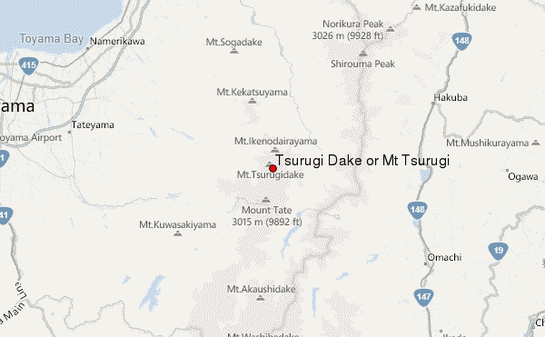 Tsurugi Dake or Mt Tsurugi Location Map