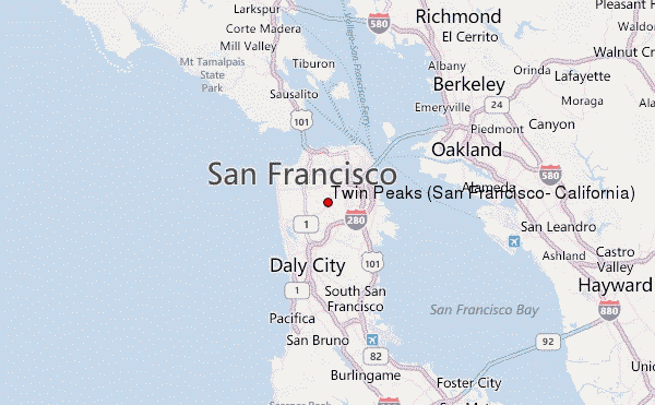 Twin Peaks (San Francisco, California) Location Map