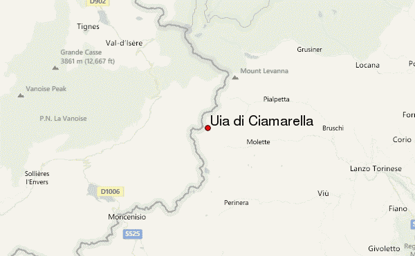 Uia di Ciamarella Location Map