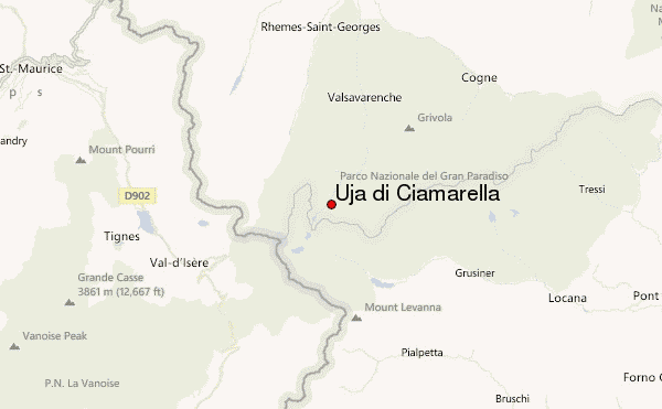 Uja di Ciamarella Location Map