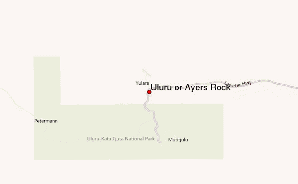 Uluru or Ayers Rock Location Map
