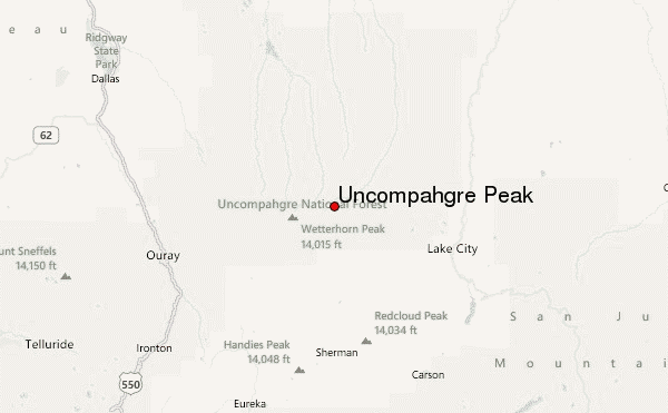 Uncompahgre Peak Location Map