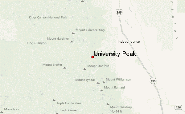 University Peak Location Map