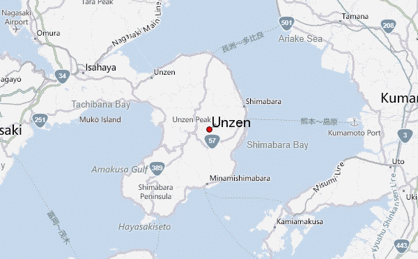 Unzen Location Map