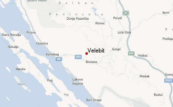 Velebit Location Map
