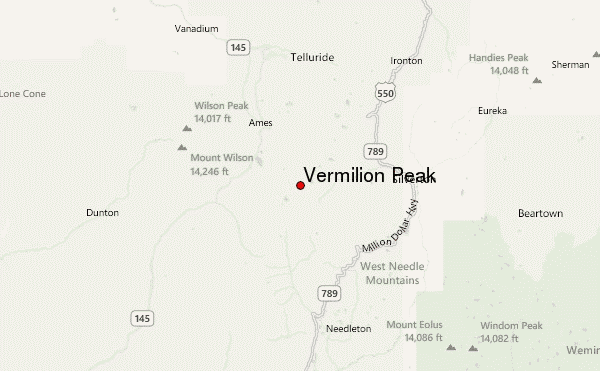 Vermilion Peak Location Map
