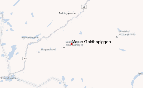 Vesle Galdhøpiggen Location Map