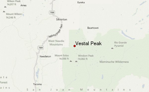 Vestal Peak Location Map